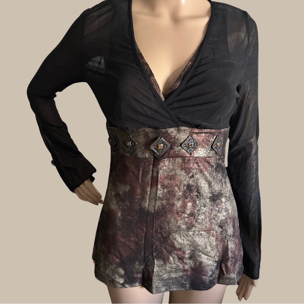 NWT Mesmerize Sexy Black Bronze Mesh Top - XS